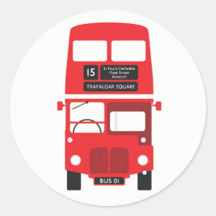 Pegatina Redonda Pegatinas rojos del autobús de Londres