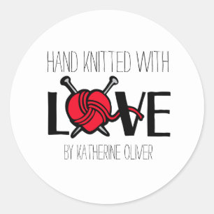 Pegatina Redonda Pegatinas rojos tejidos a mano del regalo de las
