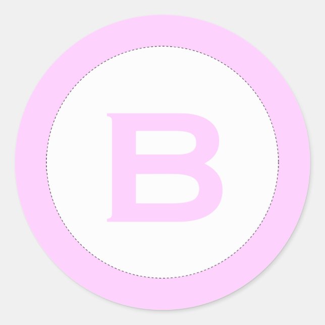 Pegatina Redonda Pegatinas rosados monograma de envoltorio de ducha (Anverso)
