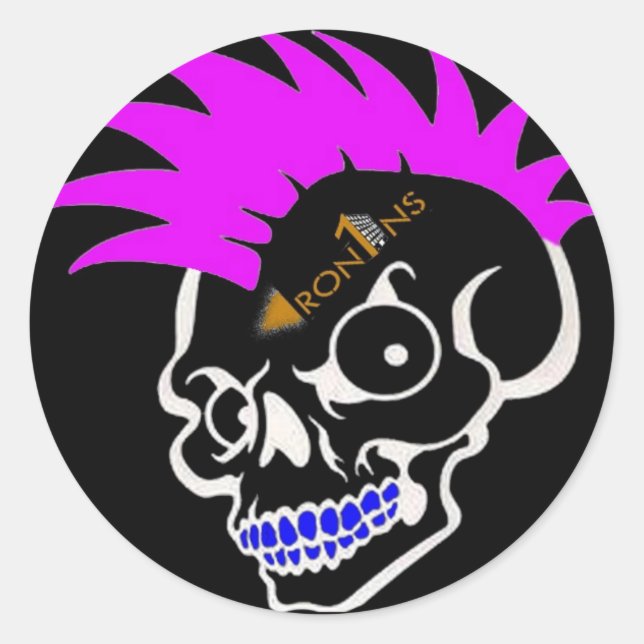 Pegatina Redonda Pegatinas rosados y negros del cráneo (Anverso)