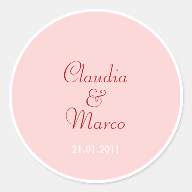 Pegatina Redonda Pegatinas rosas para regalos de invitado o. (Anverso)