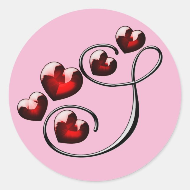 Pegatina Redonda pegatinas S iniciales de monograma (Anverso)