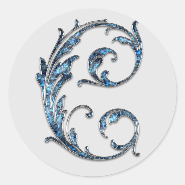 Pegatina Redonda pegatinas S iniciales de monograma (Anverso)