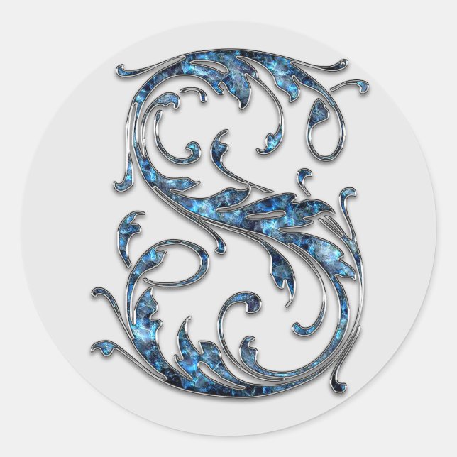 Pegatina Redonda pegatinas S iniciales de monograma (Anverso)