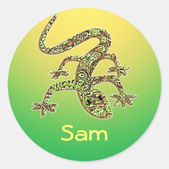 Pegatina Redonda Pegatinas Sam Gecko / Salamander / Lizard (Anverso)