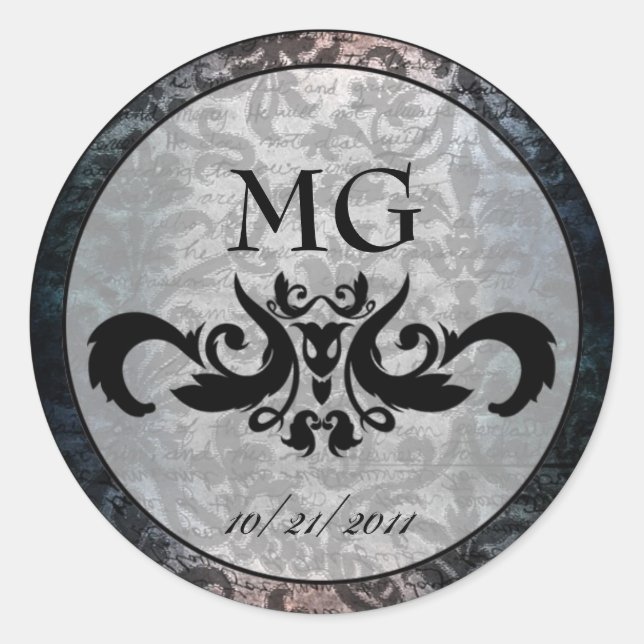 Pegatina Redonda Pegatinas/Sellos para sobres góticos de Damasco ne (Anverso)