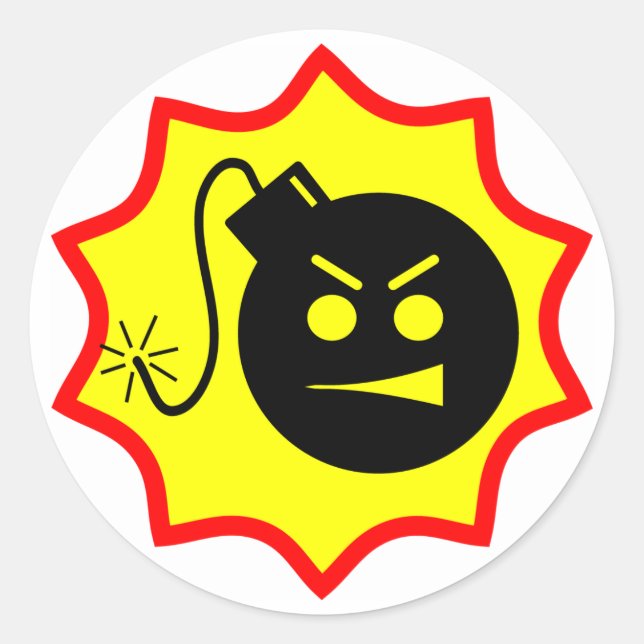 Pegatina Redonda Pegatinas serios de bombas (Anverso)