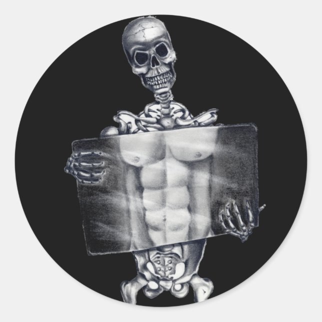 Pegatina Redonda Pegatinas Skeleton Chest Xray (Anverso)