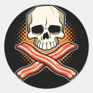 Pegatina Redonda Pegatinas Skulls y Bacon