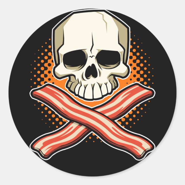 Pegatina Redonda Pegatinas Skulls y Bacon (Anverso)