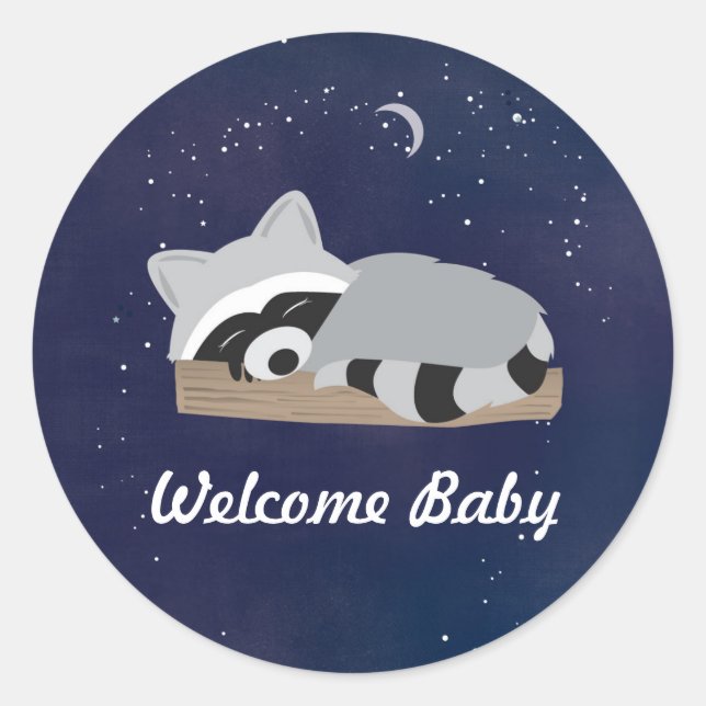 Pegatina Redonda Pegatinas Sleepy Raccoon (Anverso)