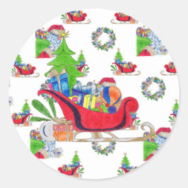 Pegatina Redonda Pegatinas Sleigh
