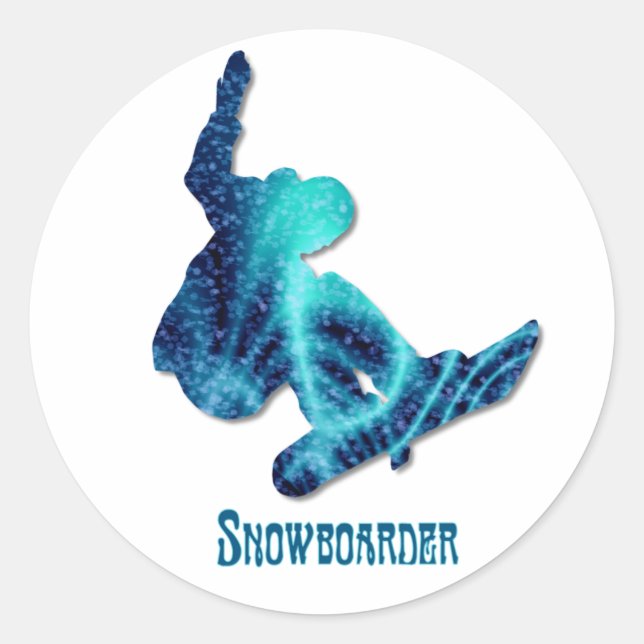 Pegatina Redonda Pegatinas Snowboarder (Anverso)