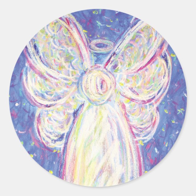 Pegatina Redonda Pegatinas Starry Night Angel Art Decal (Anverso)