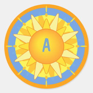 Pegatina Redonda Pegatinas Sun brillantes con monograma