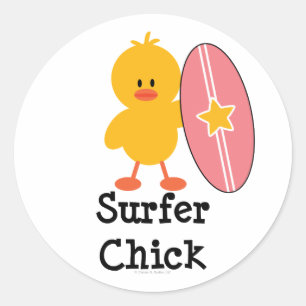 Pegatina Redonda Pegatinas Surfer Chick