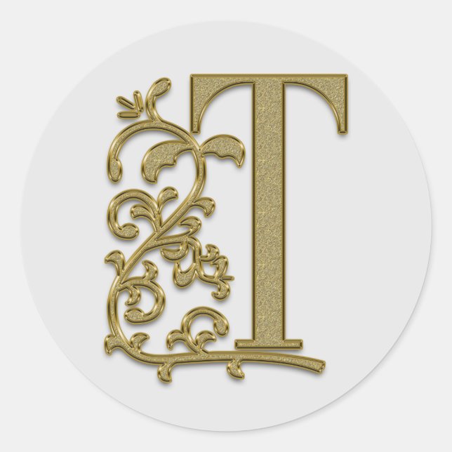 Pegatina Redonda pegatinas T iniciales de monograma (Anverso)