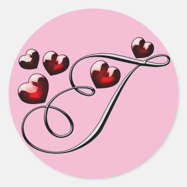 Pegatina Redonda pegatinas T iniciales de monograma (Anverso)