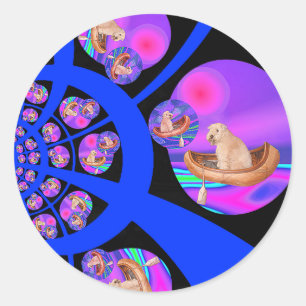 Pegatina Redonda Pegatinas: Trayecto de la Fantasía Wheaten Terrier