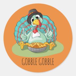 Pegatina Redonda Pegatinas turcos de Acción de Gracias1½ pulgadas (