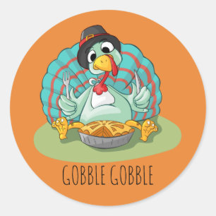Pegatina Redonda Pegatinas turcos de Acción de Gracias1½ pulgadas (