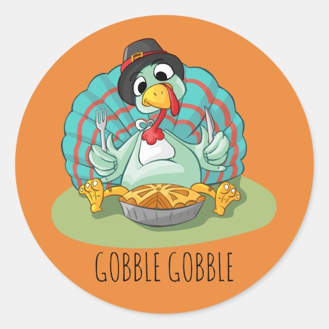 Pegatina Redonda Pegatinas turcos de Acción de Gracias1½ pulgadas ( (Anverso)
