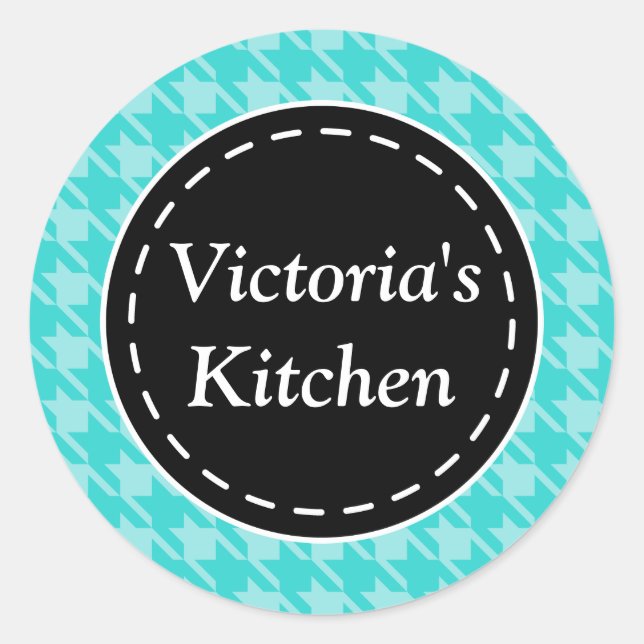 Pegatina Redonda Pegatinas turquesa de gallos personalizados (Anverso)