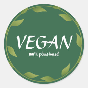 Pegatina Redonda Pegatinas Vegan 100% en plantas   Pequeñas empresa