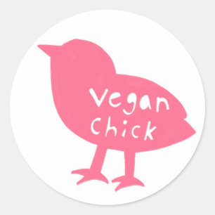 Pegatina Redonda Pegatinas Vegan Chick (rosa)