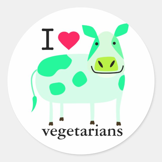 Pegatina Redonda Pegatinas Vegetarianos de Vacas (Anverso)