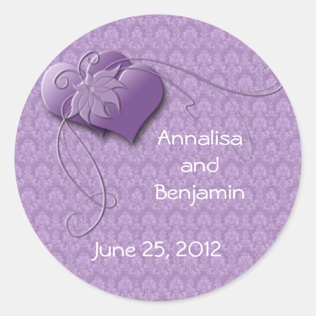 Pegatina Redonda Pegatinas victorianos de Purple Hearts (Anverso)