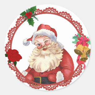 Pegatina Redonda Pegatinas Vintage Lace Santa