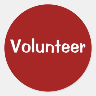 Pegatina Redonda Pegatinas voluntarios - Blanco sobre rojo