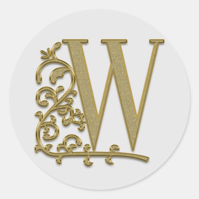Pegatina Redonda pegatinas W iniciales de monograma (Anverso)