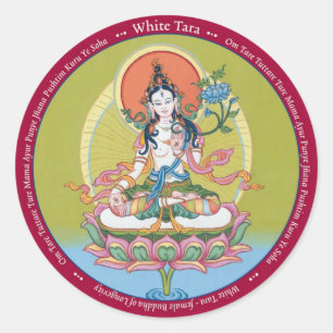 Pegatina Redonda PEGATINAS White Tara - con mantra