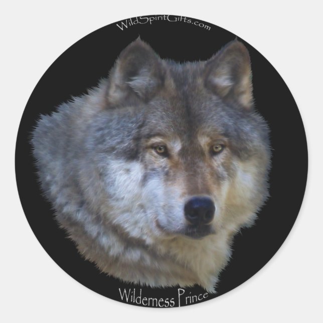 Pegatina Redonda Pegatinas WILD GRAY WOLF (Anverso)