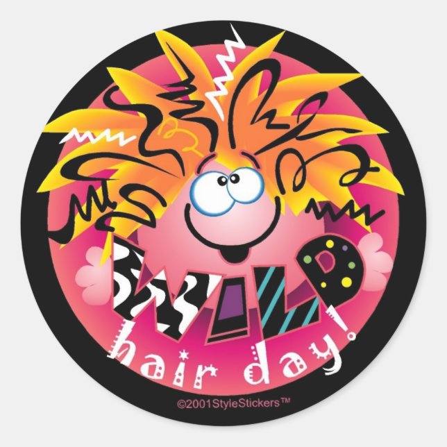 Pegatina Redonda Pegatinas WILD Hair Day StyleStickers™ (Anverso)