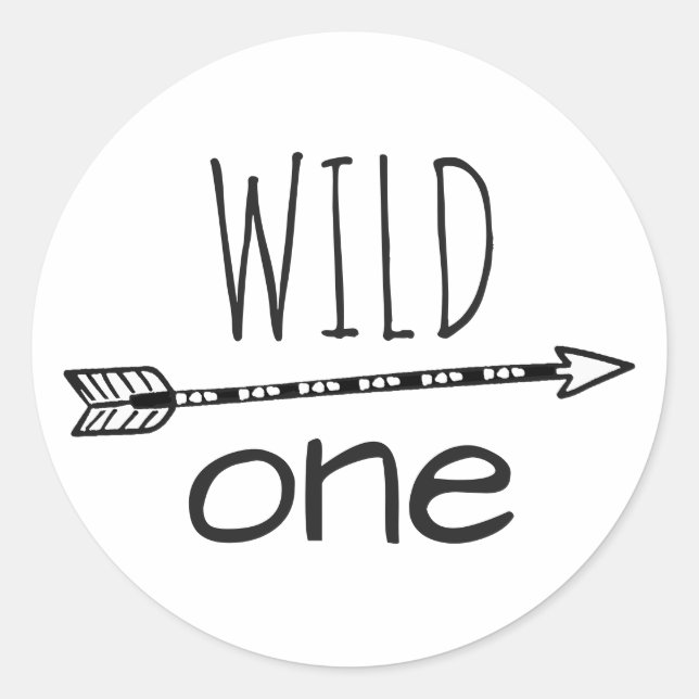 Pegatina Redonda Pegatinas Wild One Arrow First Birthday (Anverso)