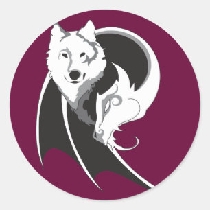Pegatina Redonda Pegatinas Wolf y Dragon