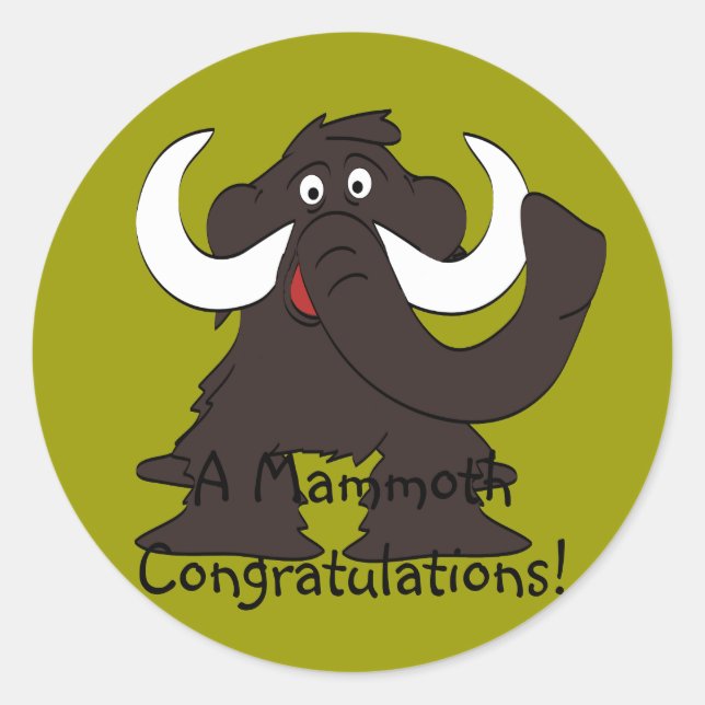 Pegatina Redonda Pegatinas Wooly Mammoth (Anverso)