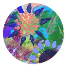 Pegatinas y focas en diseño de flores abstractas