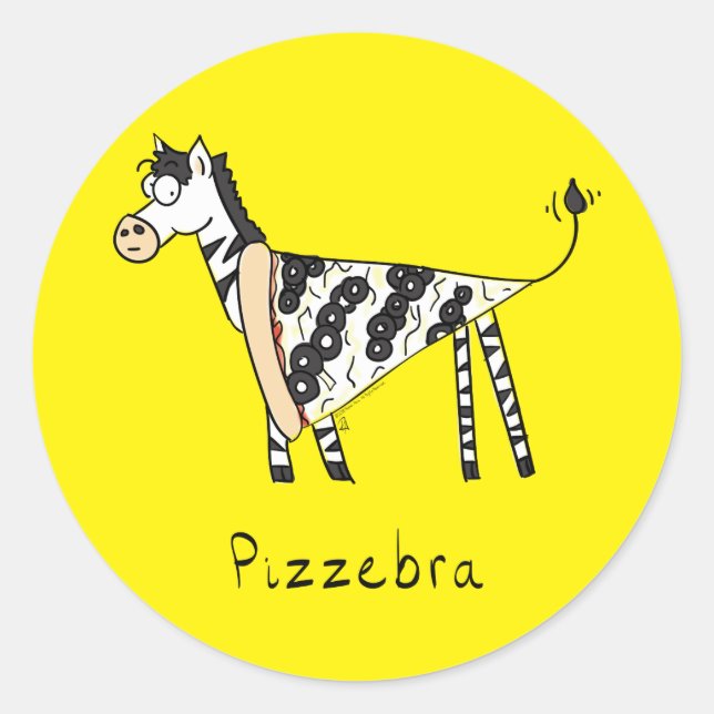 Pegatina Redonda Pegatinas Zebra Pizzebra Pizza (Anverso)
