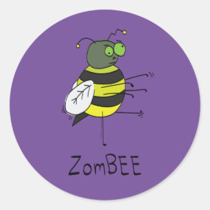 Pegatina Redonda Pegatinas Zombie Bee Funny Halloween