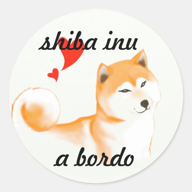 Pegatina Redonda Pegativa shiba inu (Anverso)