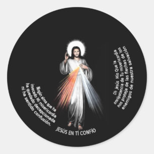 Pegatina Redonda pegtatina con jesus misericordioso