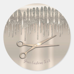 Pegatina Redonda Peinado con brillo dorado champán Goteo de brillo 