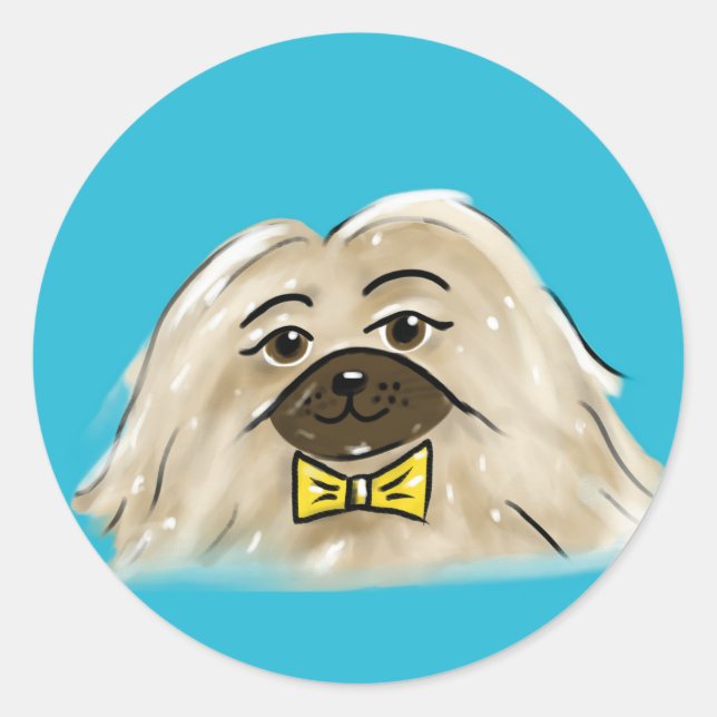 Pegatina Redonda Pekingese Sticker (Anverso)