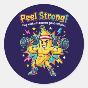 Pegatina Redonda ¡Pela Fuerte! – Motivación para el Gimnasio de Plá