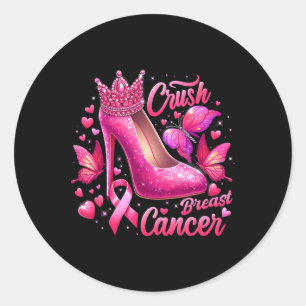 Pegatina Redonda Pelea contra el cáncer de mama como una reina de Á