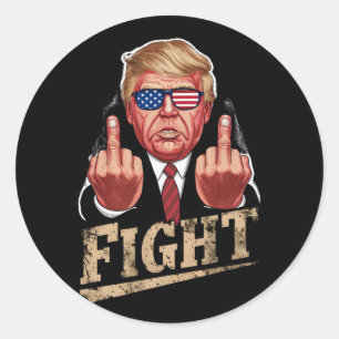 Pegatina Redonda Pelea de Trump Elección EEUU Retro Vintage